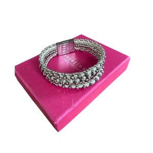Sarafina Beaded Crystal Magnetic Bracelet Silver Tone Boxed